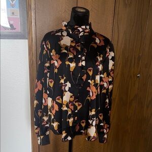 Ann Taylor Floral Ruffle Blouse